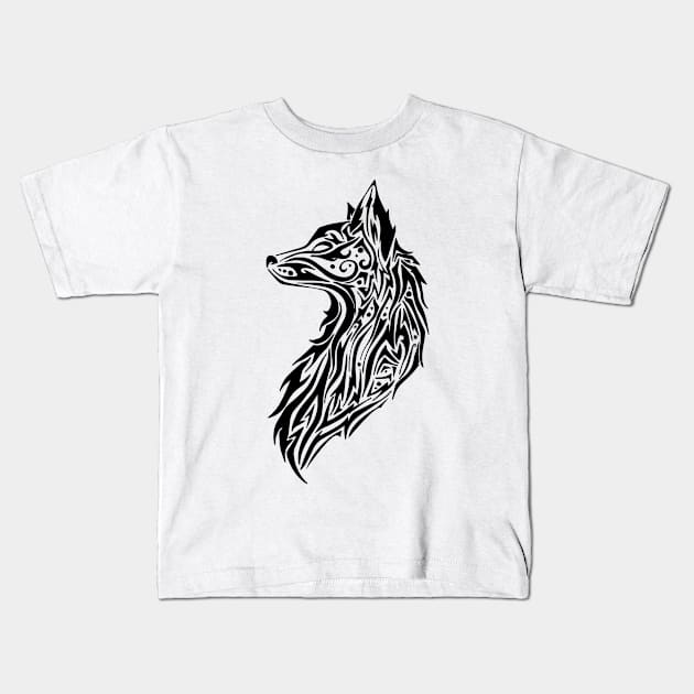 Tribal Fox Kids T-Shirt by LukeWebsterDesign